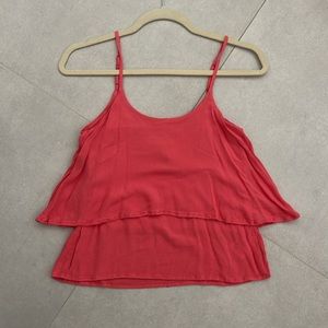 DIVIDED BY H&M Women sz 2 salmon pink two tiered top adjustable straps flowy Y2K
